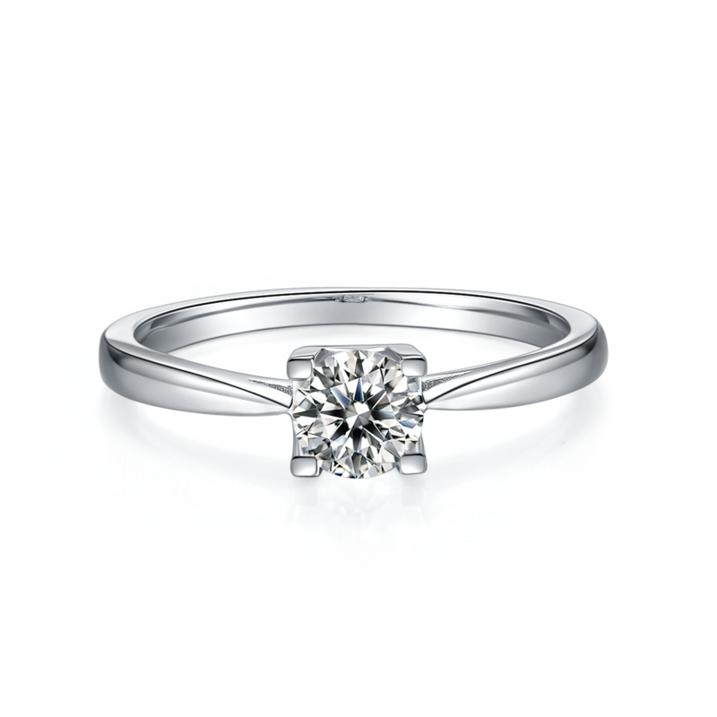 直臂HW字母S925银镀白金MoissaniteWomen's Ring50分D级